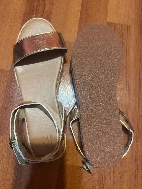 GAP Metallic Gold Ankle-Strap Slide Sandals - Picture 2 of 2